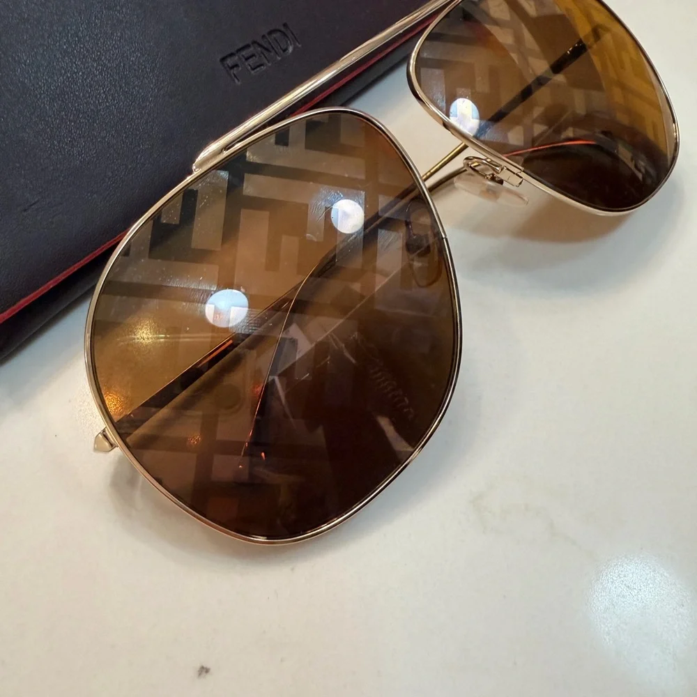 Fendi Gold Frame Sunglasses with Brown Lenses - Picture 2 of 5